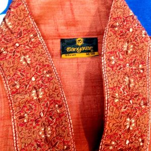 Manyavar Red Ethnic Kurta Set