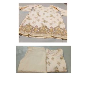 Elegant Kurta With Salwar Embroidery Suit Set