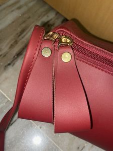 Burgundy Barrel Crossbody Bag