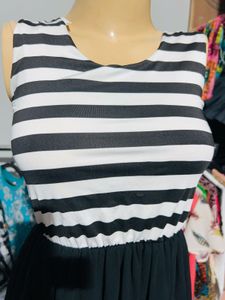 Striped &amp; Black Maxi Dress