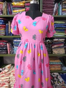 Pink Butterfly Print Dress