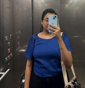 Blue Ruffle Sleeves Top