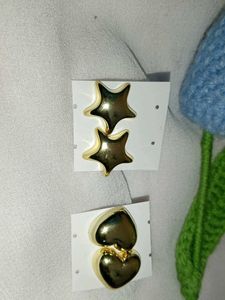 Gold Star &amp; Heart Earrings