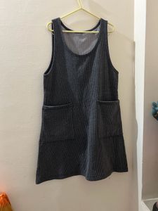Gray Sleeveless Dress with White Top