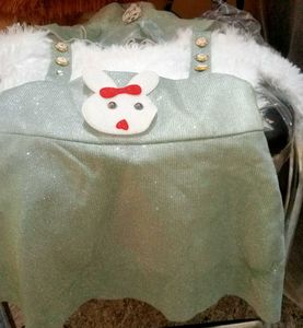 White & Olive Colour Baby Girl Wool Hat Dress