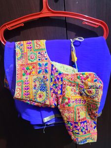 Banderi Blouse With Saree Combo