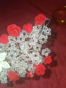 Red Rose Crystal Hair Vine
