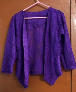 Purple Floral Net Shrug For Women💜