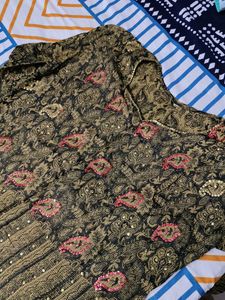 Women Kashmiri Print Sequin Embroidery Wool Top