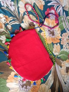 Red Embroidered Boho Bag
