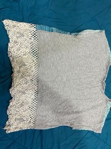 Blue Patterned Lace Top