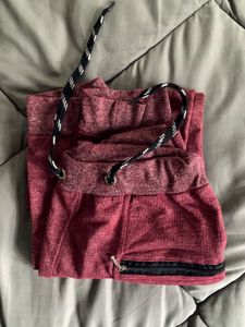 Burgundy Joggers with Zipper Detail