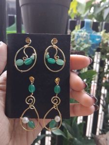 jade earrings , 2 pairs