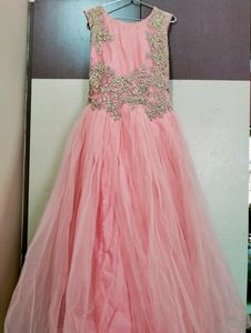 Pink Gown With Beautiful Embroidery