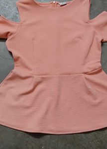 Peach Cold Shoulder Peplum Top