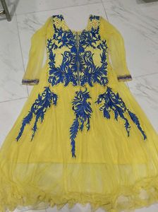 Karisma Kapoor Inspired Yellow-Blue Designer Gown