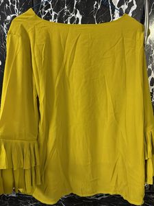 CODE Mustard Flared Sleeve Top