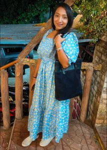 Balloon Sleeves Flower Dress