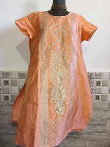 🎁Buy 2, Get 1 Free🎁Peach Embroidered Kurta