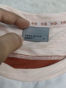 Stylish Color Block T-Shirt From Vero Moda (Size M