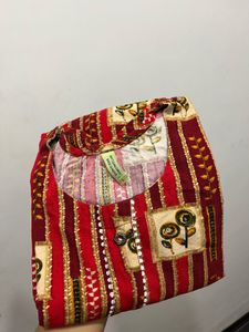 Red Floral Print Kurta