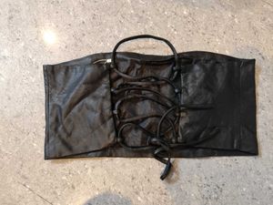 Black Leather Tie Back Tube Top