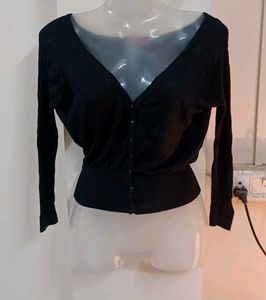 Black Button-Down Cardigan