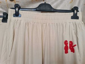Beige Graphic Tee &amp; Pants Set COD SE