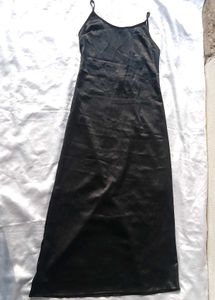 Brand New (Newme) Black Satin Maxi Dress