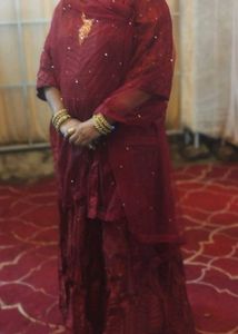 Party wear Maroon Gown With Dupatta