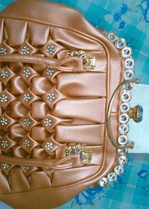 Elegant Peach Rhinestone Handbag
