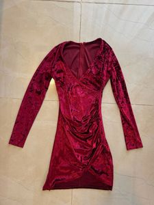 Maroon Velvet Party Dress