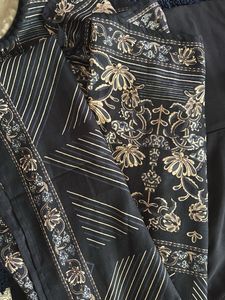 Black Rayon Cotton Blend Anarkali Kurta Set