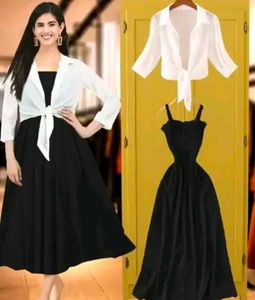 Trendy Samani Crepe Sleeveless Stylish Design Dres
