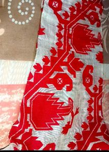 Red And White Pure Silk Kurti