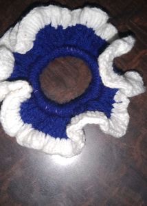 Blue & White Black & Neon orange combo scrunch