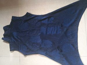 Navy Floral Cheongsam Top