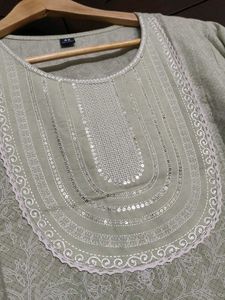 Women Green Printed Embroidered Kurta Set