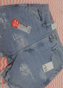 Zara Distressed Denim Shorts