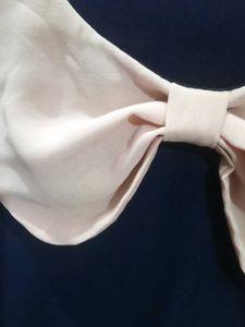Navy Top with Bow Collar