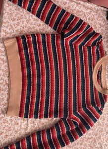 Striped Knit Pullover Sweater