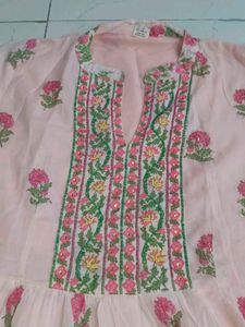 Peach Floral Anarkali Kurti
