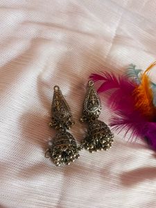 Silver Jhumka Earrings