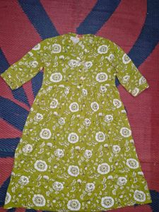 Green Floral Print Midi Dress