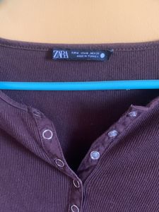 Zara Full Sleeves Brown Sweater