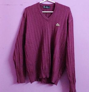 Burgundy V-Neck Knit Sweater
