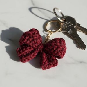 Burgundy Bow Keychain