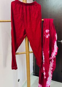 Maroon Printed Kurta Set