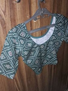 Chunari Print Green Blouse