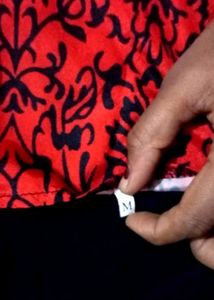 Red Patterned Black Top